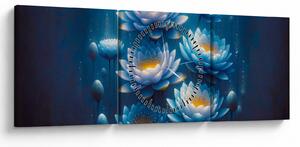 Obraz - Lekníny pod hladinou (s hodinami) (90x30 cm)