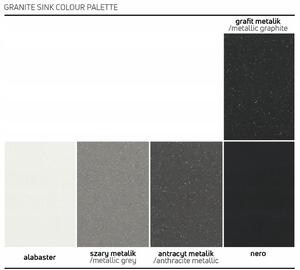 Deante Eridan, granitový dřez na desku 400x500x212 mm, 3,5" + prostorově úsporný sifon, 1-komorový, šedá, ZQE_S104