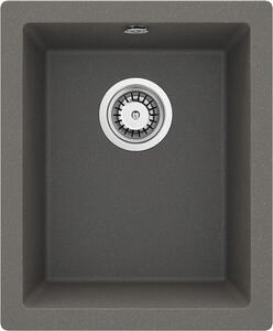 Deante Corda, granitový dřez pod desku 380x460x194 mm, 3,5" + prostorově úsporný sifon, 1-komorový, antracitová metalíza, ZQA_T10B