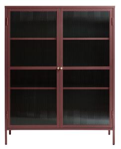 Červená kovová vitrína Unique Furniture Bronco, výška 140 cm