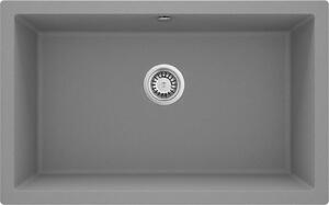 Deante Corda, granitový dřez pod desku 800x500x204 mm, 3,5" + prostorově úsporný sifon, 1-komorový, šedá, ZQA_S10D