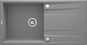 Deante Eridan, granitový dřez na desku 1000x520x203 mm Z/O, 3,5" + prostorově úsporný sifon, 1-komorový, šedá, ZQE_S713