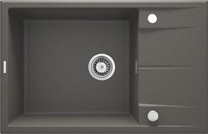 Deante Eridan, granitový dřez na desku 780x500x210 mm Z/O, 3,5" + prostorově úsporný sifon, 1-komorový, antracitová metalíza, ZQE_T11B