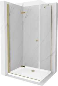 Mexen Lima sprchový kout 100x80cm, 6mm sklo, zlatý profil - čiré sklo + Slim sprchová vanička - 856-100-080-50-00-4010