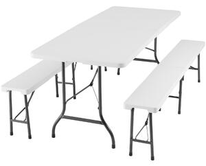 Tectake 404527 kempinková sada stolu a lavice - skládací - bílá