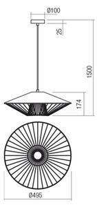 Redo 01-3011 - Lustr na lanku GRILL 1xE27/42W/230V pr. 49,5 cm černá/béžová