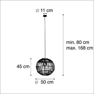 Venkovská závěsná lampa přírodní bambus - Cane Ball 50