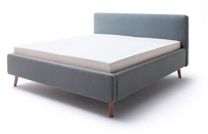 Modrošedá čalouněná dvoulůžková postel s úložným prostorem s roštem 160x200 cm Mattis – Meise Möbel