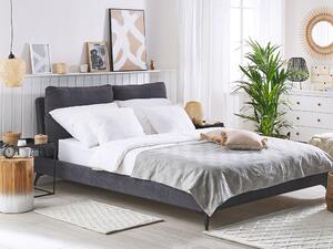 Manželská postel 140 cm MELIA (polyester) (tmavě šedá) (s roštem). 1023472