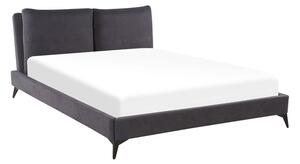 Manželská postel 160 cm MELIA (polyester) (tmavě šedá) (s roštem). 1023471