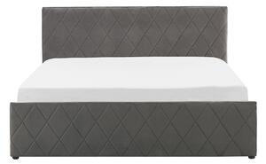 Manželská postel 160 cm ROFARIO (šedá) (samet) (s roštem a úl. prostorem). 1023481