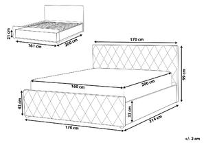 Manželská postel 160 cm ROFARIO (šedá) (samet) (s roštem a úl. prostorem). 1023481