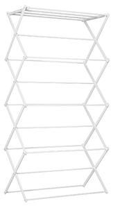 HOMCOM Skládací sušák na prádlo, 8 pater, sušicí věž, sušák na prádlo, kov/plast, bílá, 74 x 35 x 144 cm | Aosom