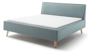 Modrošedá čalouněná dvoulůžková postel s úložným prostorem s roštem 160x200 cm Frieda – Meise Möbel