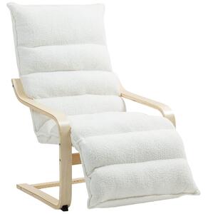 HOMCOM Relaxační Křeslo, Polstrované Lounge Křeslo s Nastavitelným Opěrkou Nohou, Sherpa Fleece pro Obývací Pokoj, Houpací Křeslo s Opěrkami, Čtecí Kř