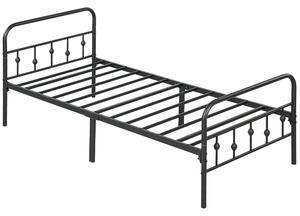 HOMCOM Postel 206,9x91,8 cm Skládací Kovová Postel pro Hosty se Slatkami pro Ložnici nebo Hostinský Pokoj Černá | Aosom
