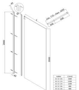 Invena sprchová zástěna walk-in 100 cm chrom lesk/průhledné sklo AK-32-1046