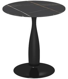 HOMCOM Jídelní Stůl, Kulatý Kuchyňský Stůl, Moderní Jídelní Stůl s Ocelovým Rámem, Barový Stolek pro 2 Osoby, Ø70 x 74 cm, Černý | Aosom
