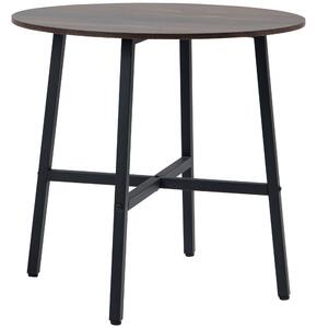 Jídelní stůl HOMCOM pro 4 osoby, moderní design do jídelny a kuchyně, ocel, hnědý, 80 x 80 x 76 cm | Aosom