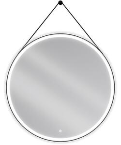 Mexen Reni podsvícené koupelnové zrcadlo, Kulaté 100 cm, LED 6000K, ventilátor, Černá rama - 9812-100-100-611-70