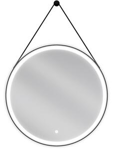 Mexen Reni podsvícené koupelnové zrcadlo, Kulaté 70 cm, LED 6000K, ventilátor, Černá rama - 9812-070-070-611-70