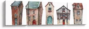 Obraz - Akvarelové domečky (170x50 cm)