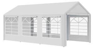 Pavilonový párty stan Outsunny 3x6m se 4 bočními stěnami a okny z polyesteru a kovu – bílý | Aosom