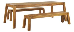 Set zahradního nábytku LIVIGNO (světlé dřevo) (s židlemi a lavicí) (pro 6 osob). 1026904