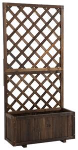 Vyvýšený zahradní záhonová skříňka Outsunny s treláží, dřevěná květinová skříňka, 72,5x31,5x149,5 cm pro zahradu, balkon, terasu, květináč pro popínav