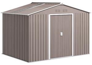 Outsunny Kůlna na Nářadí 4,9 m², Zahradní Kůlna s Pultovou Střechou, Posuvné Dveře, Základna, 277 x 195 x 192 cm, Kůlna z Pozinkované Oceli, Odolná pr