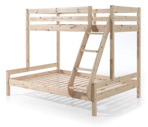 Patrová dětská postel z borovicového dřeva 140x200/90x200 cm v přírodní barvě Pino – Vipack