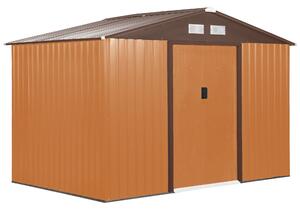 Outsunny zahradní království 4,9 m², zahradní domek s sedlovou střechou, posuvnými dveřmi a základem, 277 x 195 x 192 cm, zahradní nářaďovna vyrobená