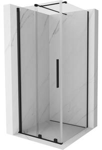 Mexen Velar, sprchový kout s posuvnými dveřmi 90(dveře) x 90(stěna) cm, 8mm čiré sklo, černá matná, 871-090-090-01-70