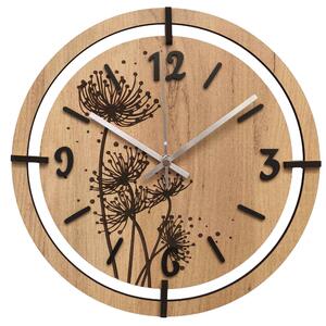 Nástěnné hodiny s motivem pampelišek | LOTI: HDF - Javor 30 cm 4811-115544 HDF0706-ruky-silver