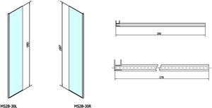 Polysan Modular Shower sprchová zástěna 30 cm chrom lesk/průhledné sklo MS2B-30L