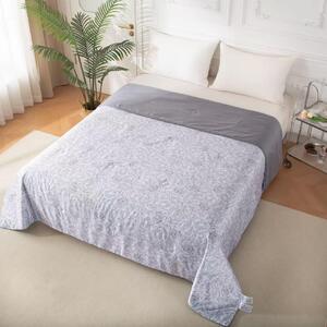 Oboustranná prošívaná deka na postel z mikrovlákna | Šedý květinový vzor | Hodinová deka s hedvábným dotykiem 150x200 / 220x240 cm Velikost: 220×240 cm