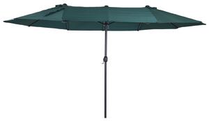 Outsunny Dvoubarevný Slunečník 455 x 265 cm, Slunečník s UV Ochrannou a Kličkou, Balkónový Slunečník, Plážový Slunečník, Odolný Slunečník s Ochrannou