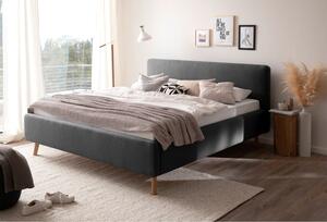 Tmavě šedá čalouněná dvoulůžková postel s úložným prostorem s roštem 160x200 cm Mattis – Meise Möbel
