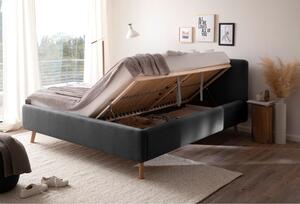 Tmavě šedá čalouněná dvoulůžková postel s úložným prostorem s roštem 160x200 cm Mattis – Meise Möbel