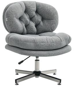 HOMCOM Kancelářská židle bez opěrek, Stolek židle s širokým sedadlem, Ergonomicky nastavitelná otočná židle s látkovým vzhledem, Designové křeslo pro
