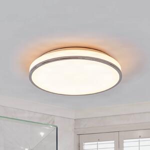 Lindby LED stropní svítidlo Lyss, Ø 40 cm, chromová barva, IP44, Bílá / opál, Koupelna, Sklo, Moderní