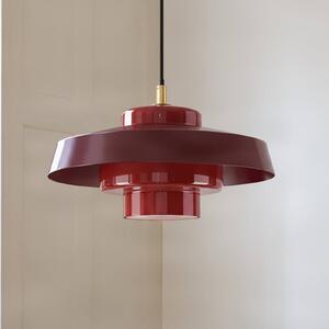 NOLA Závěsné světlo Rico, červené, Ø 38 cm, kov/sklo, Červená, Obývací pokoj / jídelna, kov, Design