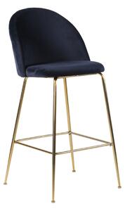 Designová barová židle Kristopher, modrá / mosaz
