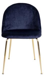 Designová židle Ernesto, modrá / mosaz