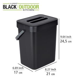 Černý závěsný odpadkový koš Wenko Black Outdoor Kitchen Tago, 5 l