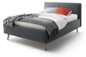Tmavě šedá dvoulůžková postel s roštem a úložným prostorem Meise Möbel Mattis, 140 x 200 cm