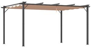 Outsunny Pergola s nastavitelnou plachtou 3 x 4 m, zahradní slunečník, hliníkový ochranný kryt na terasu, šedá+hnědá | Aosom