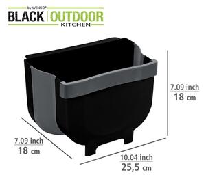 Černý závěsný odpadkový koš Wenko Black Outdoor Kitchen Fago, 5 l