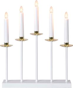 Vánoční LED pětiramenný svícen GRETA, 15W, bílý s mosaznými doplňky