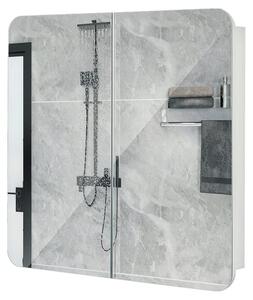 Koupelnová zrcadlová skříňka nástěnná - 2 zrcadlové dveře - Bílá - 68 x 13 x 66 cm - Pro make-up a toaletní potřeby